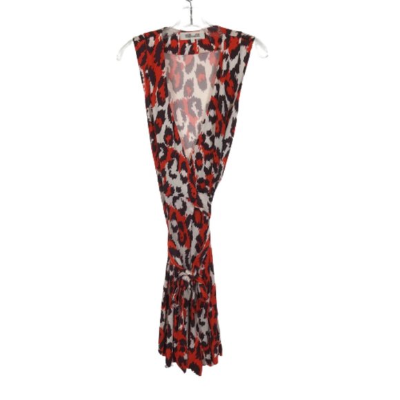 Womens Size 6 Diane Von Furstenberg DVF Jasmine Silk Wrap Animal Print Dress - Picture 6 of 9
